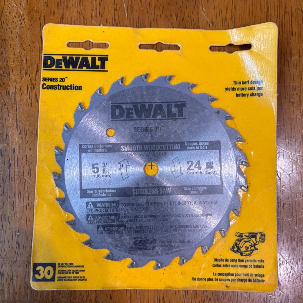 DeWalt DW9054 Series 20 5-3/8 In 24T Carbide Circular Saw Blade Cordless Saw